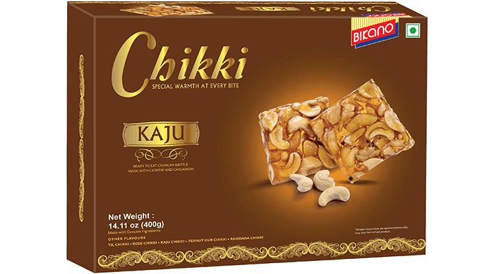 kaju cashew Chikki made of Gur traditional Indian Candy Bikano by rahein.com